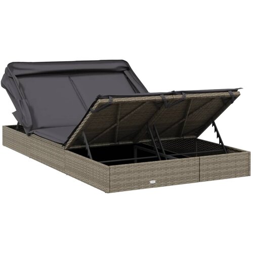 LEŽAJ za sunčanje za 2 osobe sivi 213 x 118 x 97 cm poliratan Slike