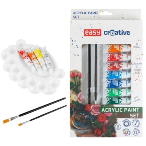  Set akrilnih boja | 12 boja | sa 2 kista i pladnjem za miješanje boja Cene