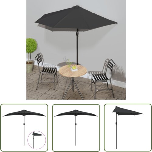  The Living Store Balkonski senčnik z aluminijastim drogom 270x144x222 cm črn - Balkonski Senčnik, (21743732) Cene