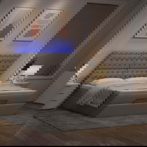 VidaXL Otomanski posteljni okvir z vzmetnico taupe 140x200 cm blago Slike