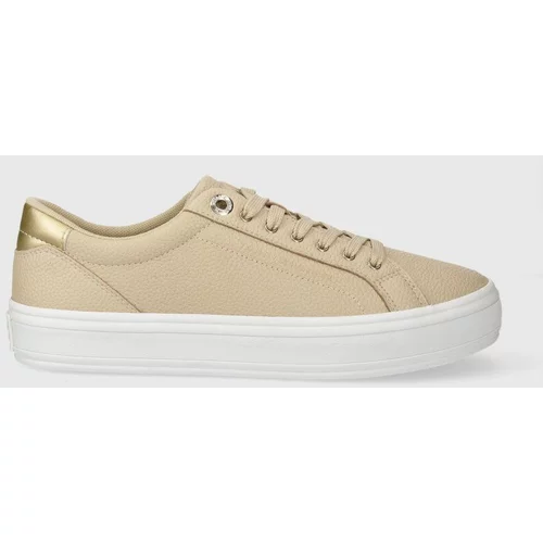 Tommy Hilfiger Superge ESSENTIAL VULC LEATHER SNEAKER bež barva, FW0FW07778