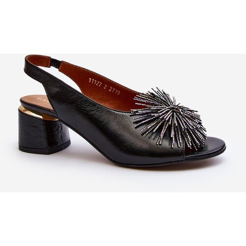 Laura Messi Leather Sandals On Triangle Heel 2595 Brown Slike