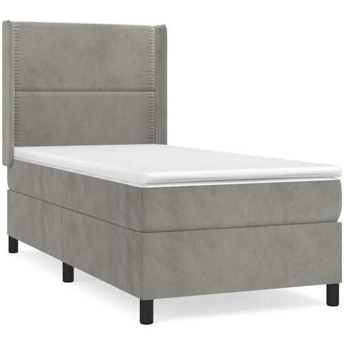 Maison Chic Box spring postelja - Vzmetna postelja z vzmetnico svetlo siva 100x200 cm žamet SL20449, (21893457) Cene