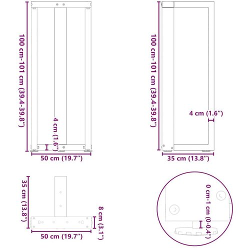  Noge barski stol T-oblika 2 kom 50x35x(100-101) cm čelik Slike