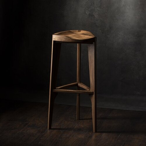 Meda_Furniture Terca Drvena barska stolica, Orah Slike