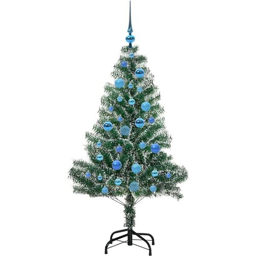 VidaXL Umjetno Božićno Drvo s Snježnim Flokom i LED Svjetlom 120 cm Slike