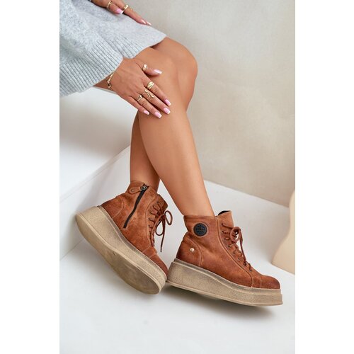 Maciejka Suede Ankle Boots On Chunky Platform Cene