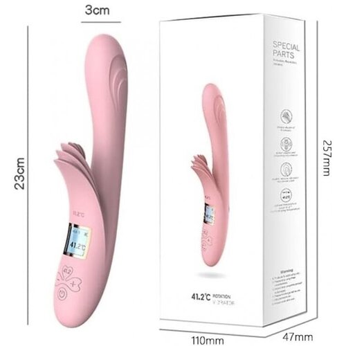  Vibrator sa dodatkom za klitoris i grejanjem, 23cm, Svetloroze Slike