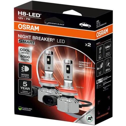  Komplet 2x LED auto sijalice NIGHT BREAKER SMART H8 PGJ19-1/7W/12V 6000K - Osram Cene