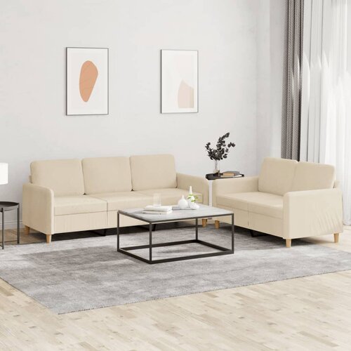  2-dijelni set sofa s jastucima krem od tkanine Cijene