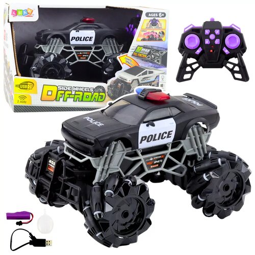 Lean Toys Policijski auto na daljinsko upravljanje sa funkcijom prskanja 1:16 - crni Cijene