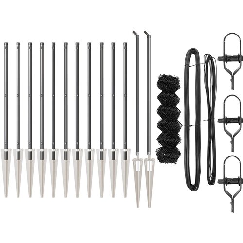 VidaXL Verižna Ograja z 13 Klini 0.6x25 m Galvanizirano Jeklo Slike