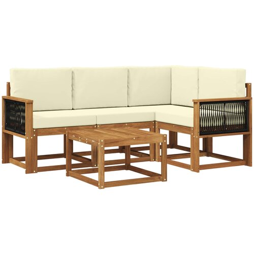  Set vanjskih sofa 5 kom. Prirodna i krem Poliester Slike