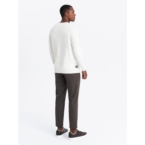 Ombre Men's raglan sweater with ribbed sleeves - white Cene