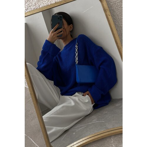 Madmext Saxe Blue Crew Neck Basic Sweater Cijene
