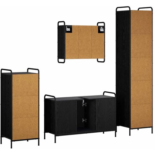  Set ormarića za kupaonicu 4 kom. Crni hrast 40 x 36 x 181 cm - Crni hrast Ormar ispod sudopera (1 vrata i 2 police) + viseći orm Slike