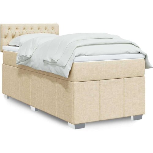  Krevet s oprugama i madracem krem 90 x 190 cm od tkanine Cijene