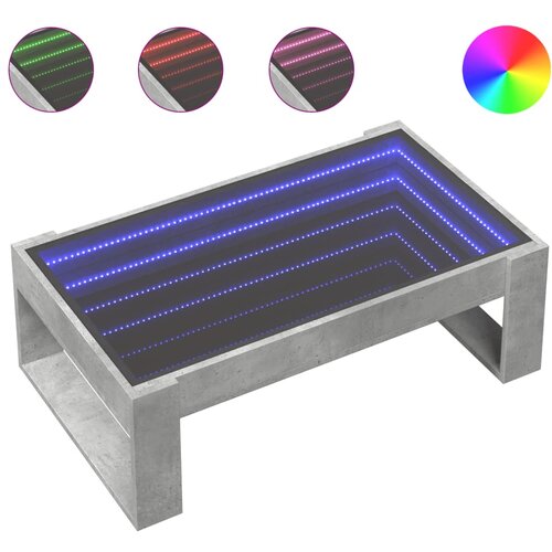 Maison Chic Klubska mizica - kavna mizica - Nizka mizica z neskončnimi LED betonsko siva 90x53x30 cm, (21752193) Slike