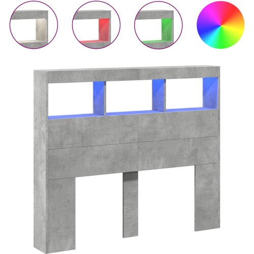  za uzglavlje LED svjetlima boja betona 120x17x102 cm Slike