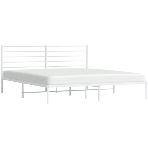  Metalni okvir za krevet s uzglavljem bijeli 200x200 cm Slike