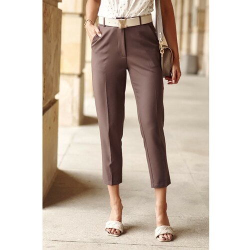 Fasardi Elegant pants with a chocolate edge Slike