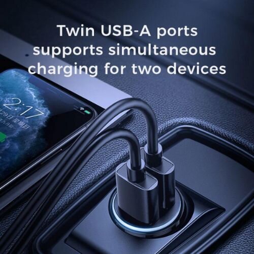 Joyroom avtopolnilec C-A06 adapter 2x usb-a 3,1A qc - črn Slike