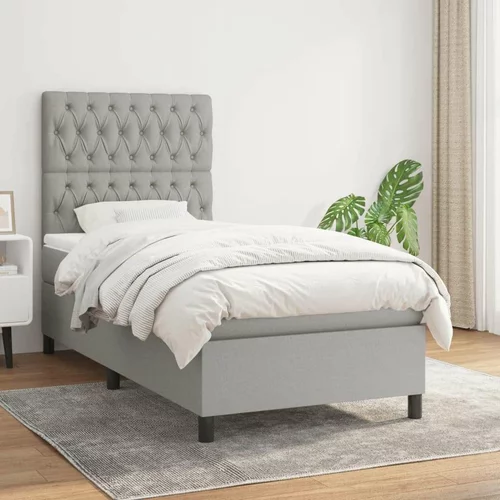  Box spring postelja z vzmetnico svetlo siv 100x200 cm blago, (20723595)