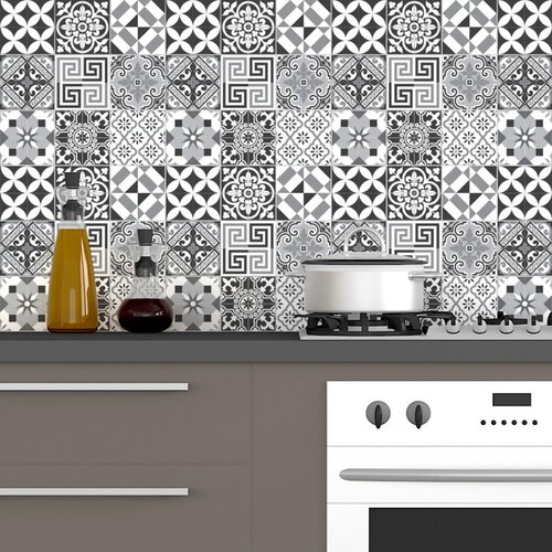 Ambiance Komplet 60 stenskih nalepk Elegant Tiles Shade of Gray, 10 x 10 cm Cene