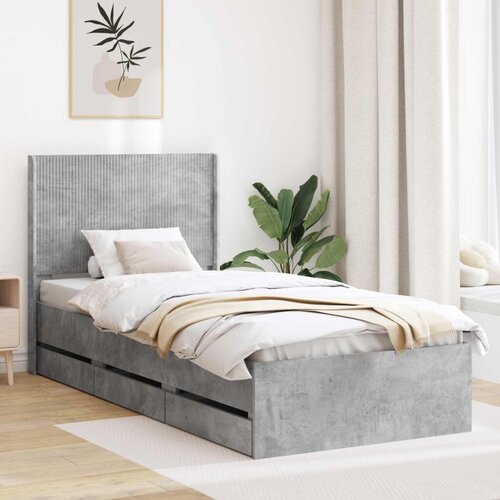  Okvir za krevet s pohranom i uzglavljem Betonska siva - Betonska siva 90 x 190 cm Slike