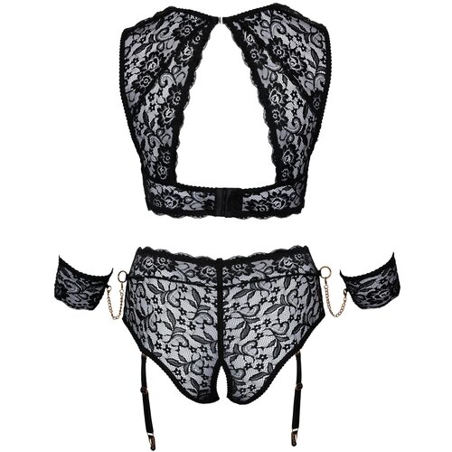 Cottelli Bondage Plus Size - set čipkastih grudnjaka (crni) Slike