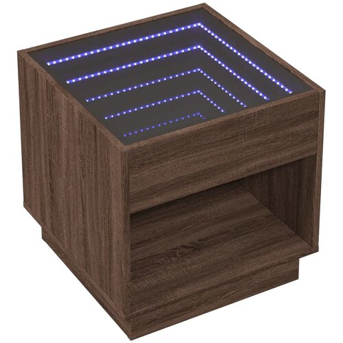  Noćni ormarić s beskonačnim LED boja smeđeg hrasta 50x50x50 cm Slike