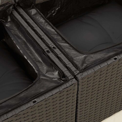 VidaXL 7-dijelni set vrtnih sofa od poliratana s jastucima crni Slike