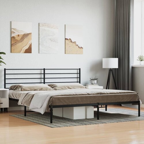 vidaXL Kovinski posteljni okvir z vzglavjem črn 193x203 cm Cene