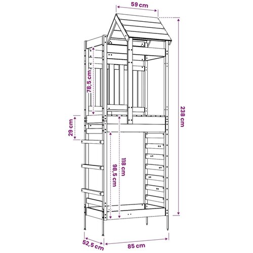  Igraći Toranj Smeđa 52 5 x 85 x 238 cm Solidno Douglas Drvo - Masivno drvo duglazije Slike
