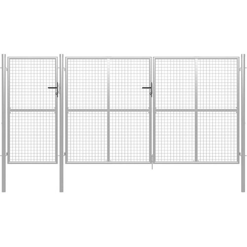 vidaXL vrtna vrata čelična 400 x 150 cm srebrna Cene