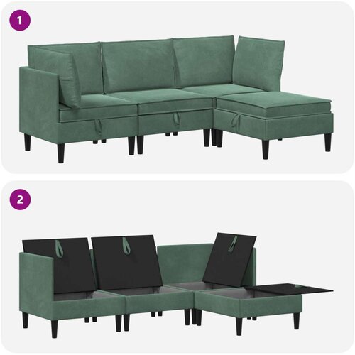  Set namje&amp;scaron;taja za dnevni boravak 4 pcs Morska zelena Bar&amp;scaron;un - zelena boja mora 2x kutna + 1x srednja + 1x stolić Slike