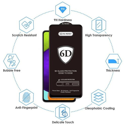 Tel Protect Full Glue 6D kaljeno staklo za XIAOMI REDMI NOTE 14 crno Slike
