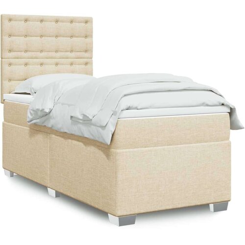 VidaXL Okvir kreveta s oprugama i madrac krem 80x200 cm od tkanine Slike