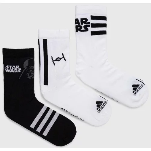 Adidas Otroške nogavice x Star Wars 3-pack bela barva