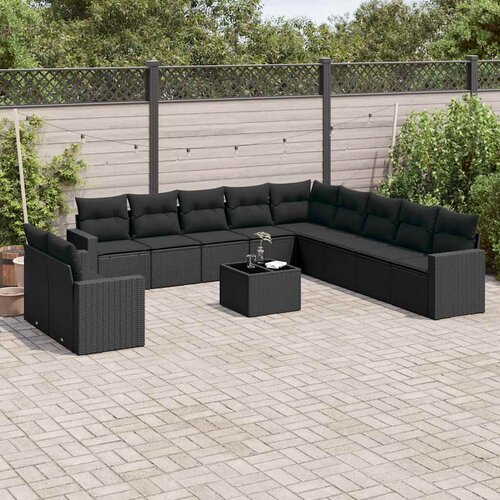  12-dijelni set vrtnih sofa od poliratana s jastucima crni Cijene