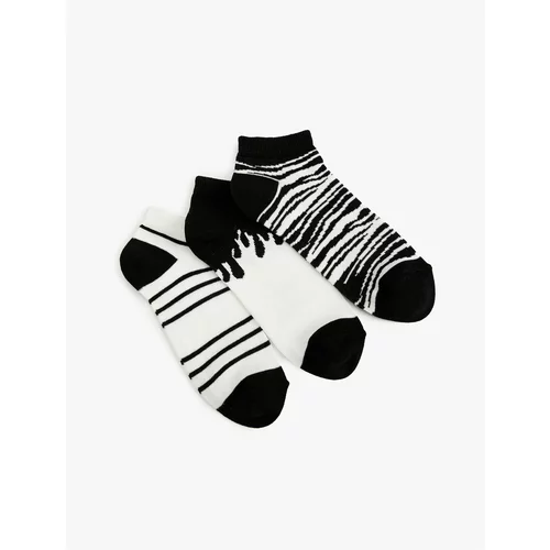 Koton Zebra Patterned 3-Piece Booties Socks Set