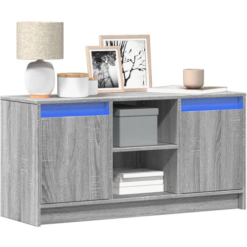 TV ormarić s LED svjetlima boja hrasta 100x34x50 cm drveni Siva Cijene