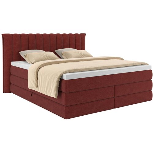 Premium Living Postelja Boxspring Lina, Rdeča, 200x200 Slike