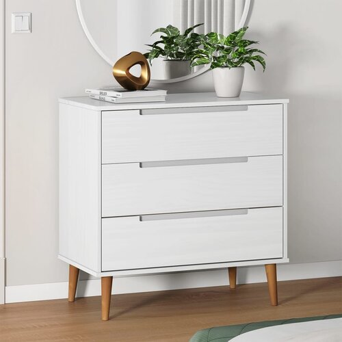 The Living Store Predalnik MOLDE bel 80x40x80 cm trdna borovina - Omarica S Predali, (21435167) Slike
