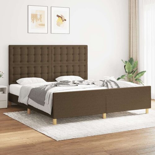  Posteljni okvir z vzglavjem temno rjav 180x200 cm blago, (20903243) Slike