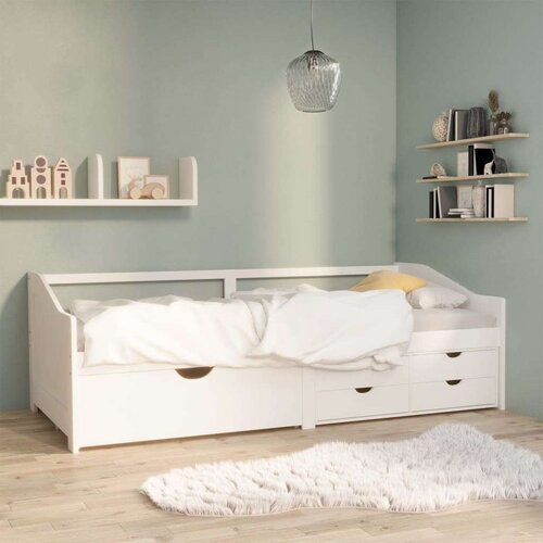 vidaXL trosjed/ležaj s ladicama bijeli 90 x 200 cm od masivne borovine Cijene