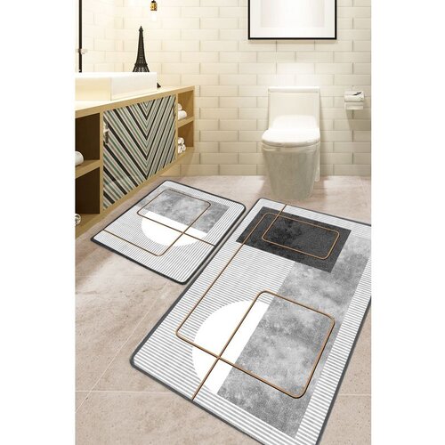  Grasva - Grey Grey Bathmat Set (2 Pieces) Cene