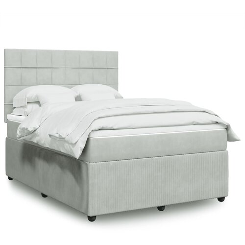 vidaXL Box spring postelja z vzmetnico svetlo siv 140x190 cm žamet Cene