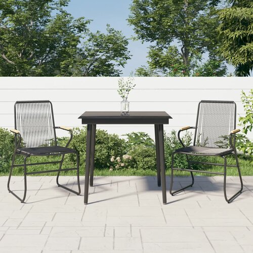  3-dijelni vrtni blagovaonski set od PVC ratana crni Cijene