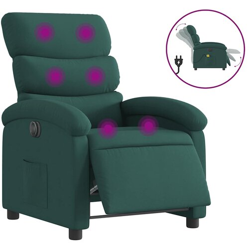 Maison Chic Električni masažni naslanjač - Relax naslanjač temno zeleno blago, (22134832) Cene